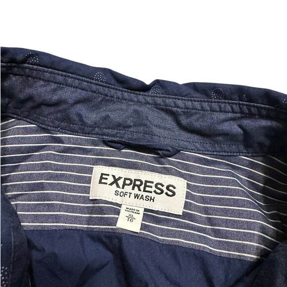 Express Soft Wash Blue Circle Print Long Sleeve Button Down Shirt Men's Size XL - Picture 3 of 6